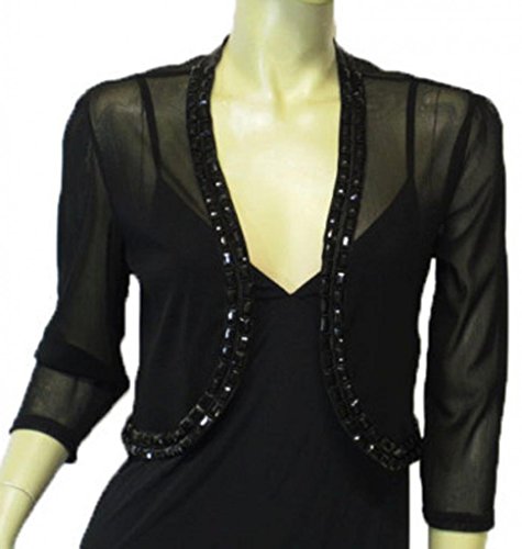 Alivila.Y Fashion Womens Boutique Beaded Mesh Shrug Bolero Jacket 010-Black