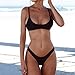KOFUN FANGUO Womens Bikini Set Swimwear Brazilian Padded Top Swimsuit Solid Color Triangle Bottom Black Small