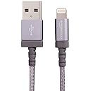 AmazonBasics Nylon Braided USB A to Lightning Compatible Cable - Apple MFi Certified - Dark Grey (6 Feet/1.8 Meter)