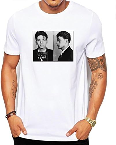 Frank Sinatra, Police Mug Shot Men's Fashion Quality Heavyweight T-Shirt. White/Large