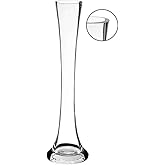 WGV Gathering Bud Vase, Width 3.3", Height 12", Clear Tall Standard Concaved Hurricane Glass Floral Container Centerpiece Planter for Wedding Party Event Home Office Decor, 1 Piece