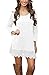MiYang Women's Long Sleeve A-line Lace Stitching Trim Casual Dress S White