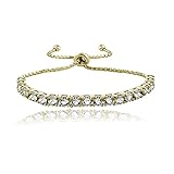 Gold Flash Sterling Silver Adjustable Bracelet Made with Swarovski Elements