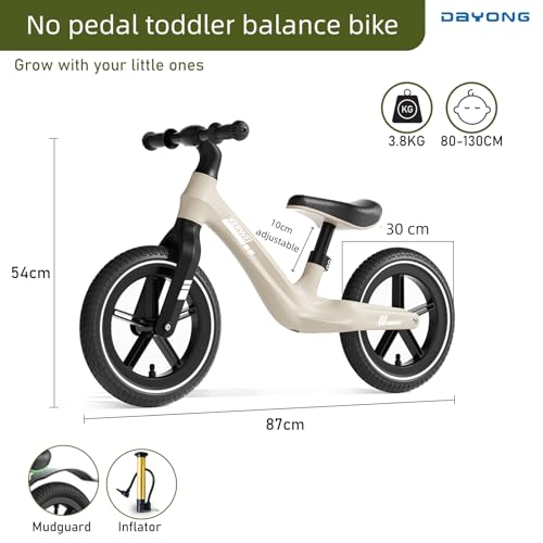 DAYONG Balance Bike for Kids, No Pedal Toddler Training Bicycle with Height Adjustable Seat, Lightweight Walker Bike with Inflatable Wheels for 3-7 Years Old Boys Girls.