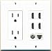 RiteAV 15A Power Outlet, 4 HDMI, 1 Cat5e Ethernet, 1 Coax Cable TV Wall Plate