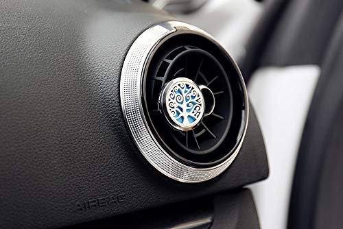 Car Diffuser,Jack & Rose Car Diffuser Essential Oil Car Vent Clip Air Freshener Purifier,Stainless Steel Aromatherapy Locket with 8 Washable Color Pads Christmas Gifts for Women