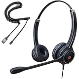 IPD IPH-255 Optimo-X Duo Ear Noise canceling,Corded headset for Call center,Office and Landline phones w U10P bottom cable w RJ9 jack works with Poycom VVX,Avaya,Nortel, Mitel and many other IP phones