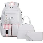 Joymoze Women Fashion Travel Backpack Set Roomy Laptop Rucksack Set Casual Daypack for Girl Grey