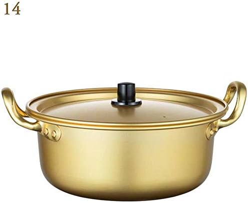 niaoqing3907 Korean Ramen Noodles Pot Soup Pot with Oxidized Coating Fast Heating Cooling, Yellow Aluminum