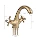 Antique Brushed Brass Bathroom Sink Faucet Double Cross Handle Bathroom Bar Faucet Mixer Tap Single Hole Deck Mount