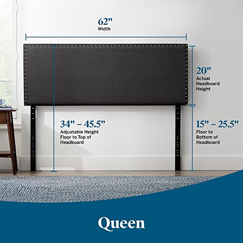 Lucid Queen Nailhead Headboard Attach to Bed Frame or Wall Mount