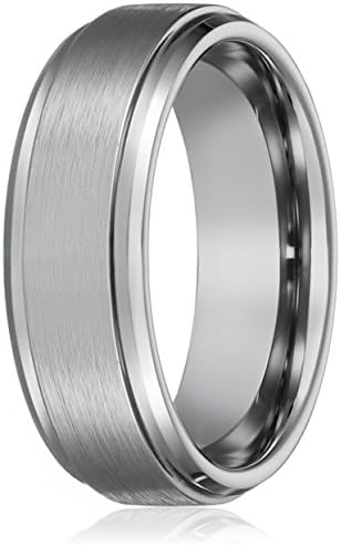 Paya Jewelry 8MM Men's Titanium Ring Wedding Band with Flat Brushed Top and Polished Finish Edges (size: 12)
