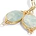 Natural Stone Wire Wrap Dangle Drop Earrings Gold Plated 925 Sterling Silver Hook/Aquamarine Oval