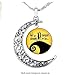 Charm Crescent Moon Nightmare Before Christmas Pendant Necklace, Love Gift for Girlfriend Wife, Romantic Gift, Jack Skellington & Sally, Geek