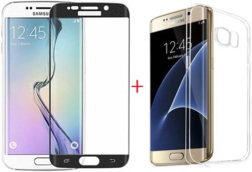 ACENT Samsung Galaxy S7Edge G9350 Screen Protector Tempered Glass 3D Full Coverage Protective Screen Film Protectors for S7 Egde ( BLACK+transparency case Suit)