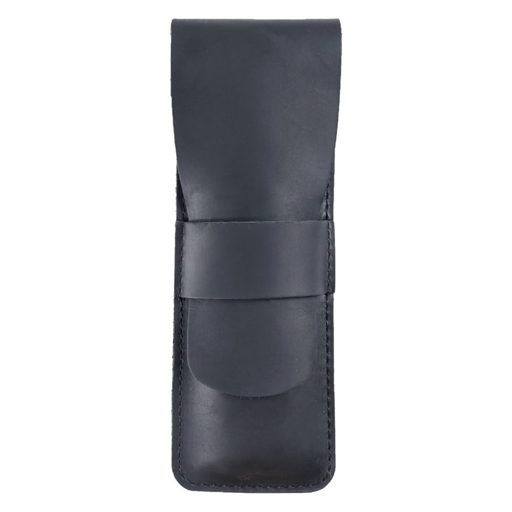 Leather Pencil Case,Retro Pencil Holder Can Hold 2-3 Pens with Tuck in Flap for Women Men School Office