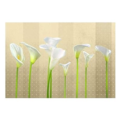 Arum Lilies with Copper Striped Heart Textured Background - Wall Mural, Removable Sticker, Home Decor - 100x144 inches