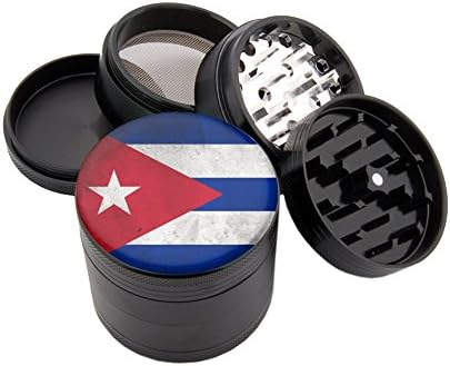Cuba Flag Design Micro Crusher 2.5" Grinder With Scraper &amp; Velvet Pouch # 111915-60