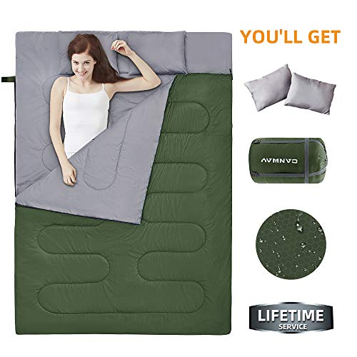 CANWAY Double Sleeping Bag, Lightweight Waterproof 2 Person Sleeping