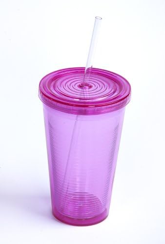 WaterU BPA Free Double Wall Cup with Straw and Lid, 16-Ounce