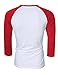 Yong Horse Men Casual 3 Button Crew Neck 3/4 Sleeve Raglan Baseball Jersey Henley T Shirt (M, White-Red)