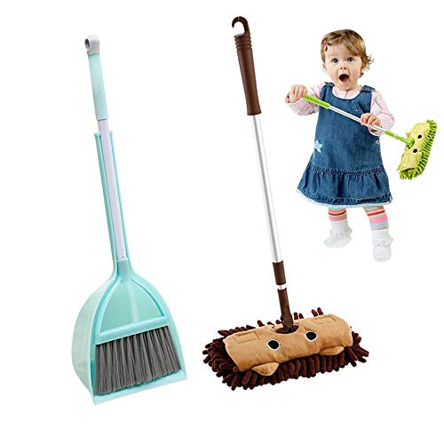 Toy Broom Set, Mini Broom with Dustpan for Kids, Pretend Play Kids Mop