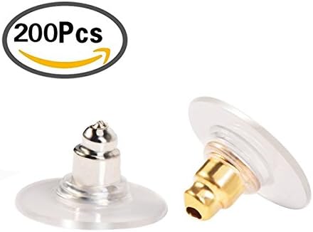 200 Pcs Bullet Clutch Earring Backs with Pad Earring Safety Backs Stoppers, Silver and Gold