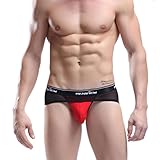 Binmer(TM)Mens Sexy Breathe Underwear Briefs Bulge Pouch Shorts Triangle Underpants (M, red)