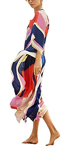TieNew Vestito Lungo Donna Estate Copricostume Mare Spiaggia Taglie Forti  Stampato Floreale Scollato V Maniche Pispistrello Caftano Tunica Beachwear  Gonna da Spiaggia Donna Abbigliamento berjaya.edu.my