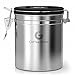 Coffee Gator Coffee Storage - 11oz Small Stainless Steel Tea and Sugar Containers - Stainless Steel Canisters with Date-Tracker, CO2 Valve for Freshness & Scoop - Silver