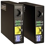 Tupavco Ethernet Extender Kit Over Phone Line or RJ45 Cable Range up to 7000 ft - 2pc Pair TEX-100 - LAN Network Extension over Twisted Copper Wire or CAT5/CAT6 -VDSL Broadband Repeater Booster Bridge