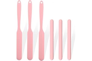 LEISENOR 6Pcs silicone wax applicator Non-stick Waxing Applicator Hair Removal Sticks Applicator Spatula Reusable Hard Wax Scraper for Home Salon Body Use (Pink)