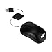 Computer Mini USB Wired Optical Travel Mouse Portable for Laptop, Notebook, Macbook with Retractable Cable by SOONGO - Black