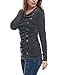 Allegra K Women's Cowl Neck Long Sleeves Buttons Decor Ruched Top Small Dark Gray