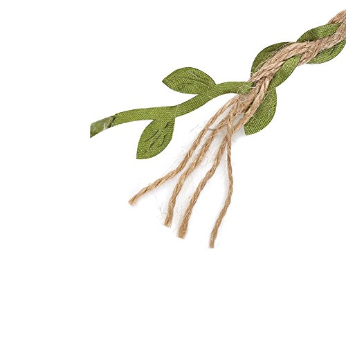 Tenn Well 66Ft Natural Jute Twine, 5MM Burlap Leaf Ribbon with Artificial Vine Green Leaves for Wedding Home Garden - Thumbnail 3