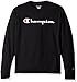 Champion Men's Cotton Long Sleeve Tee, Black/Patriotic Script, Medium