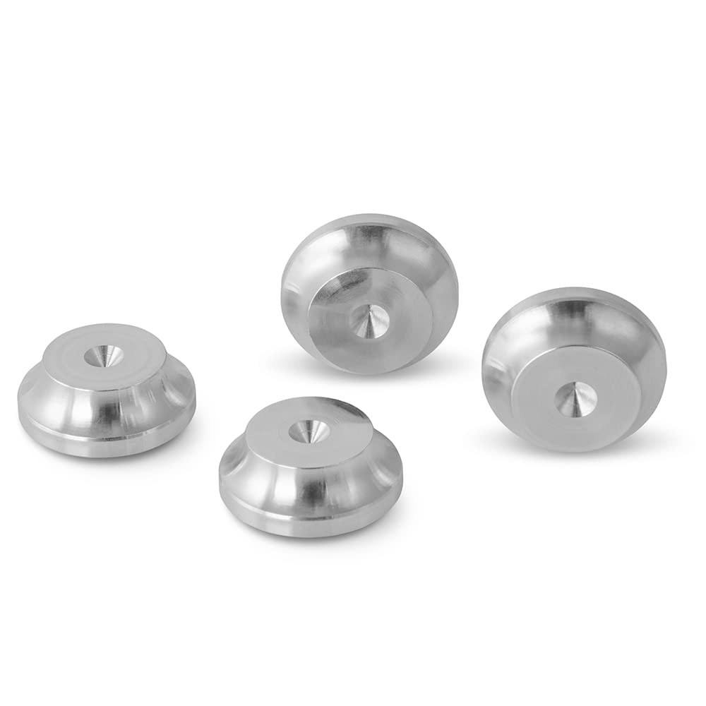 PrecisionGeek - Aluminium Speaker Spike Pads 20mm diameter, 5 Radius shape for HiFi Stands, Cabinets Soundbars - Set of 4 pieces