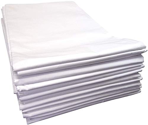 Linteum Textile (12-Pack, 66x104 in, White) Twin Flat Sheets, 180 Thread Count