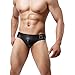 YUFEIDA Sexy Men's Mini Underwear Faux Leather Boxers Briefs Underpants Black (M)