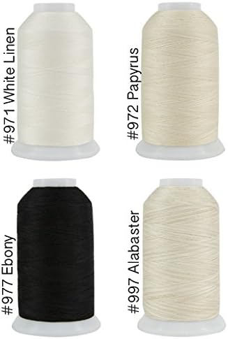 Superior Threads King Tut #40/3 Ply Quilting Thread 2,000 per cone BUNDLE of 4 - White Linen, Papyrus, Ebony and Alabaster (#971 #972 #977 #997)