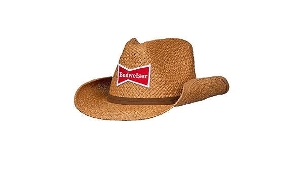 Budweiser Straw Cowboy Hat with Brown 