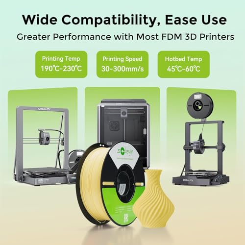 Creality Filamento Soleyin Ultra PLA 1,75 mm para Impressora 3D, Velocidade de 300 mm/s, Resfriamento e Modelagem Rápidos, Bobina de 1kg (2,2lb), para Creality Ender K1, K1C Series (Preto)
