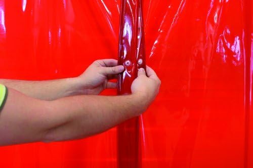 Sellstrom S97709-3 Cepro Vinyl Welding Curtain with Snap Fasteners, 4' Width x 6' Height x 14 mil Thick, Transparent Green