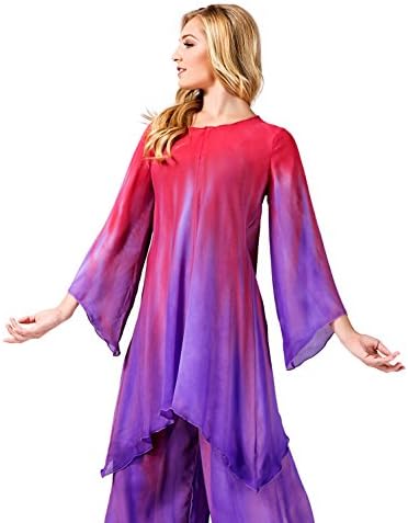 Watercolour Women's L/S Tunic Shirt L/XL, Red/Gold
