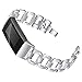 ❤️MChoice❤️Stainless Steel Diamond Bracelet Watch Replacement Band Strap for Fitbit Charge 3 (Silver)