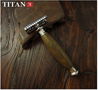 Safety Razor - Titan T style. Green Sandal Wood Handle. Fast Shipping WM0016