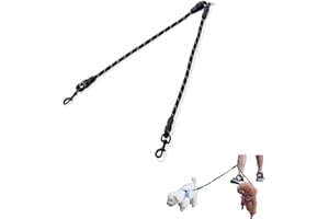 Mystercome Double Dog Leash 2 Way Coupler Anti Chew Dog Leash Extension Splitter Lead for 2 Small Dogs Walking (60cm)