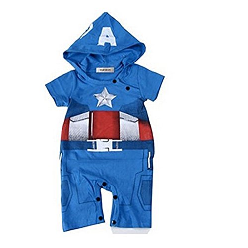 Newborn Baby Boys Captain America IronMan Hoodie Costume Jumpsuit Bodysuit
