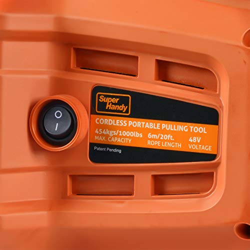 SuperHandy Electric Portable Winch Hoist 1000Lbs/455Kgs Max Weight 20' Feet/6m Polyethylene Cable w/Locking Knob Brushless Motor Li-Ion Powered for ATV Truck Boat Trailer etc. - Image 5