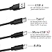 CKCOCO Multi USB Charger Cable Retractable (2Pack 1.2M/3.93FT) 4 in 1 Multiple Charging Cord Adapter with 8Pin/Type-C/Micro USB x2 Connectors for Cell Phones Tablets Universal Use (Charging Only)